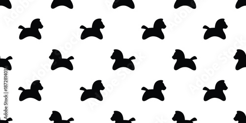 horse seamless pattern pony cartoon character vector doodle tile background repeat wallpaper wrapping paper illustration design scarf isolated