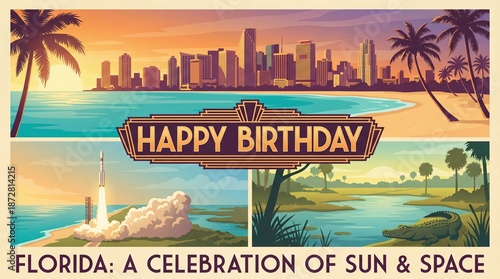 Summer holiday poster with tropical beach sea palm trees and sunny sky