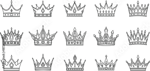 King, Queen, Monarchy, Jewels, Diadem, Sovereign Power, and Luxury Symbol Vector Graphics for Empire.