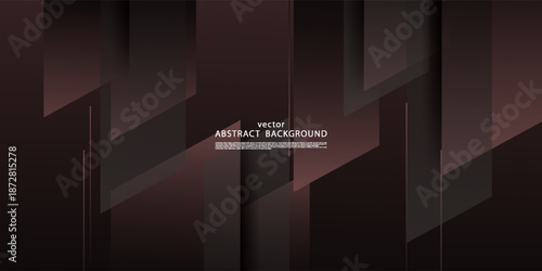 Dark abstract background with overlapping brown arrow-shaped pattern elements. Cool banner background concept. Vector eps10.