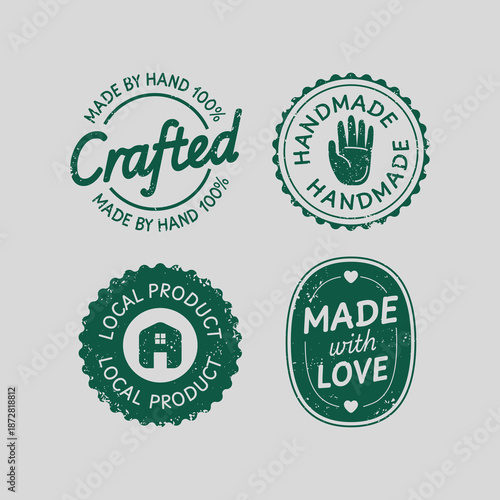 handmade-crafted-badge-label-vintage-green-vector-illustration