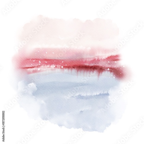Minimal watercolor abstract red blue wash