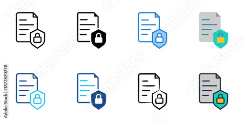 Data Loss Prevention icons set multiple style collection. Editable stroke 
