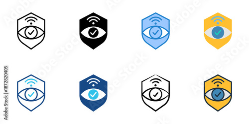 Network Monitoring icons set multiple style collection. Editable stroke 
