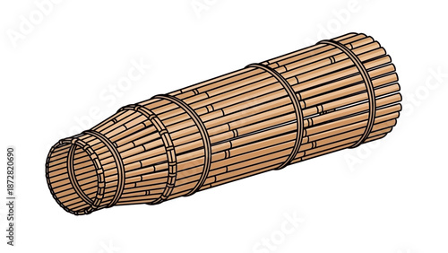 Long wooden barrel rolled in perspective showing traditional cooper craft for aging and storage.