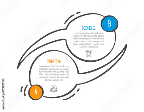 hand drawn doodle sketch comparison concept for infographic template banner with speech bubble discussion box up and down with two point list information