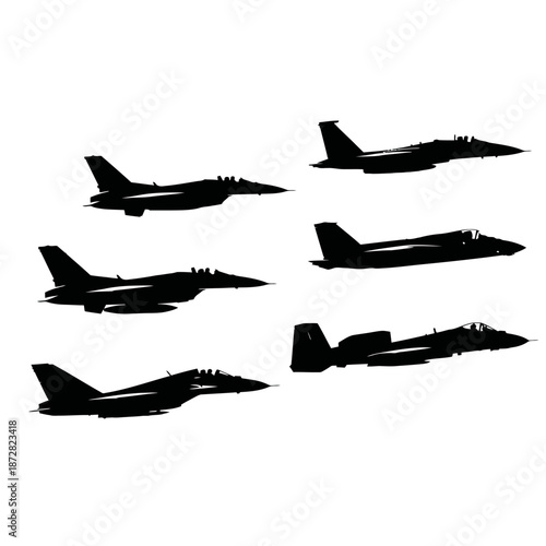 Silhouette formation of fighter jets flying in a dynamic aerial display
