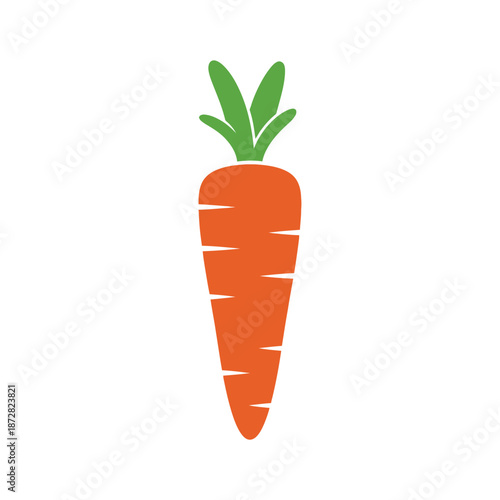 A simple illustration of a vibrant orange carrot with green leafy tops