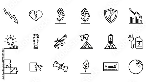 Collection of Simple Black Line Icons.