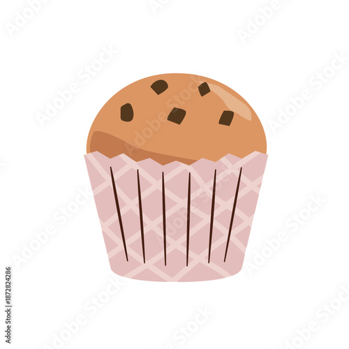 チョコチップが入ったカップケーキのイラスト