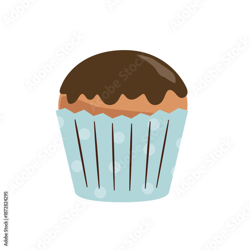 チョコレートがかかったカップケーキのイラスト