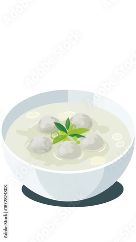 Vector Illustration Logo Clipart Delicious Bakso daging sapi or Indonesian meatball