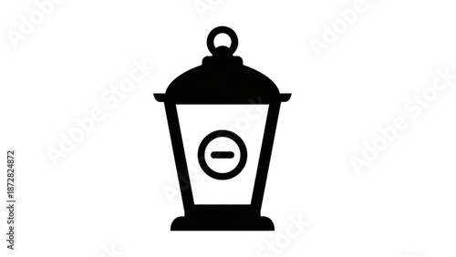 Minus Sign in Lantern Silhouette Isolated on White Background