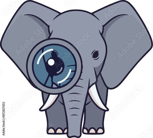 Cartoon elephant wearing a monocle