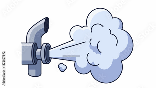 Cartoon exhaust pipe emitting a large plume of smoke