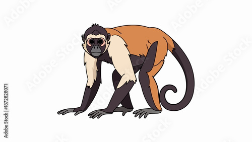 Animated creature with brown and tan fur, dark limbs, and a curled tail