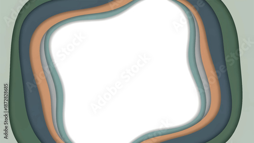 Abstract layered organic frame background with soft earthy pastel tones creating calm modern border with open white center space