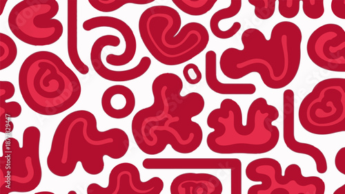 Abstract red shapes with soft rounded edges on a white background