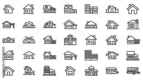 Collection of Simple House Icons and Symbols.