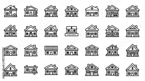 Collection of Simple House Icons in Various Styles.