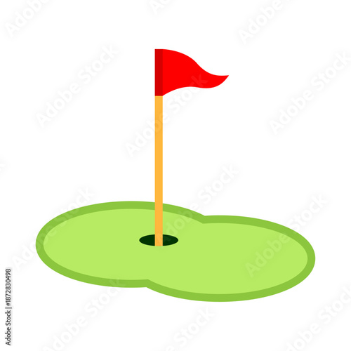 ゴルフのグリーン カップ フラッグ イラスト シンプル