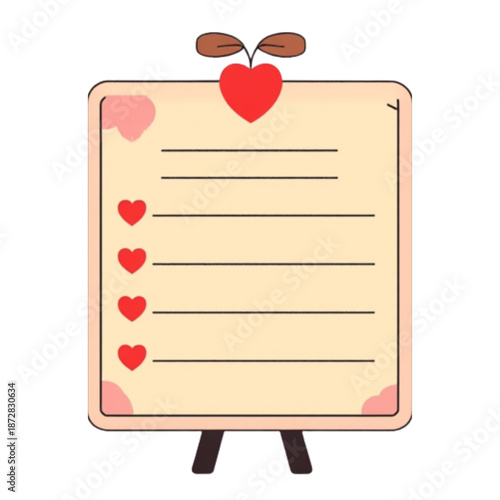 Cute to do list with hearts on a board