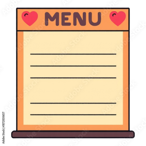 Cute menu board with hearts on black background