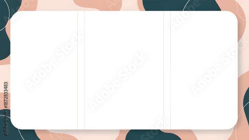 Abstract rounded corner frame background with soft pastel and earthy organic shapes creating elegant border layout with large copy space