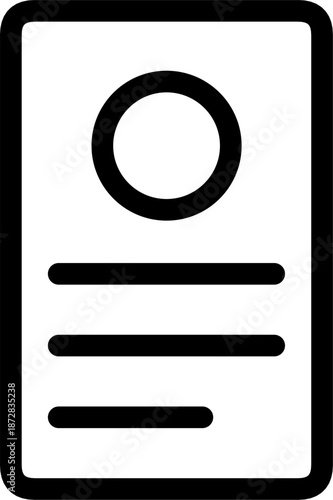 Identity card icon for user profile and personal identification document