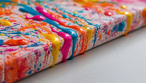 Colorful Abstract Paint Drips on Canvas Surface for Art Lovers