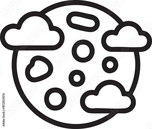 Minimal Moon With Clouds Icon Outline Symbol For Night Sky Space Astronomy And Dreamy Design