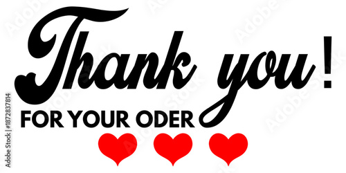 Elegant Hand Drawn Thank You for Your Order Message with Hearts