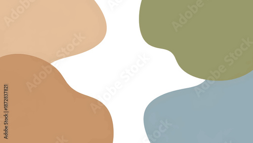 Abstract organic blob background with soft pastel earthy colors creating calm minimal composition for modern design use