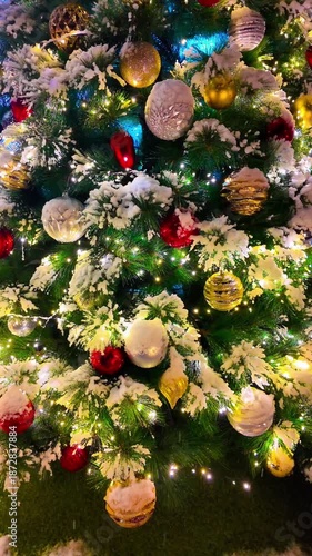 Christmas and New Year decoration. Xmas tree. Cozy Christmas atmosphere