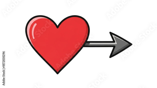 A red heart pierced by an arrow, symbolizing love and passion