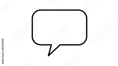Simple black outline of a speech bubble on a white background viewed from a straightforward perspective