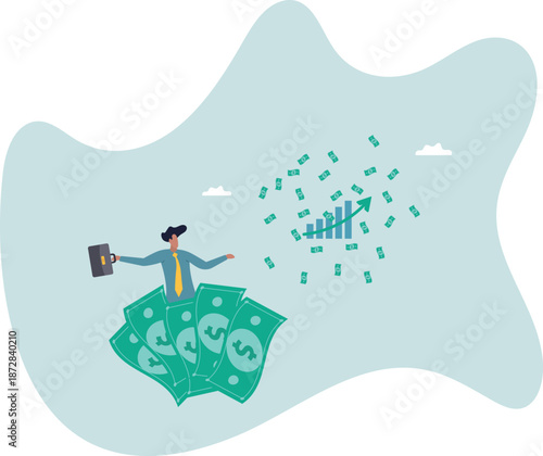 Earn money or make profit investing, easy cash or loan, investment professional or expert, wealth management or success investor.about a man and his life.