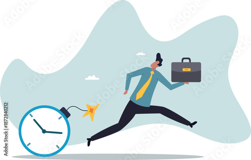 Time management, project deadline countdown or problem or trouble to deliver or launch product .about a man and his life.