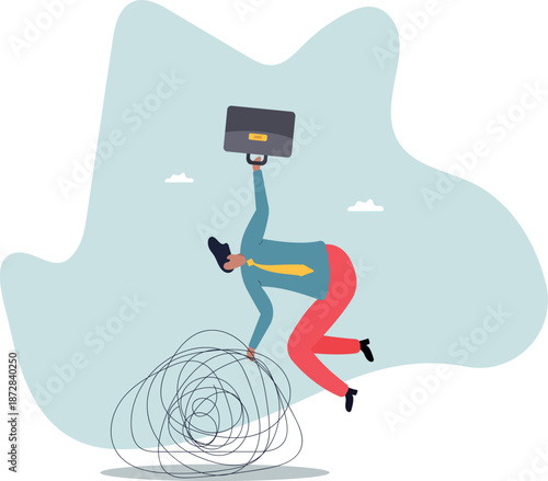 Avoid business trouble risk, smart thinking to overcome difficulty obstacle or emotional problem, solving problem.about a man and his life.