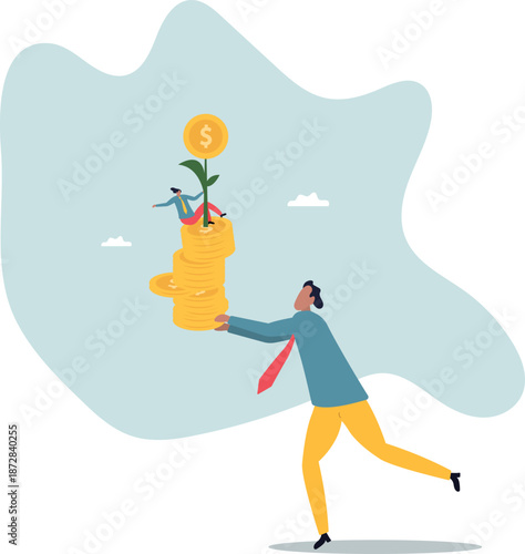 Investment growth, prosperity or earn more money from savings, mutual funds or opportunity to make profit and increase wealth,about a man and his life.