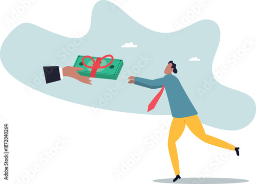 Paying extra bonus money to employee, special gift more salary or premium payment for high performance worker.about a man and his life.