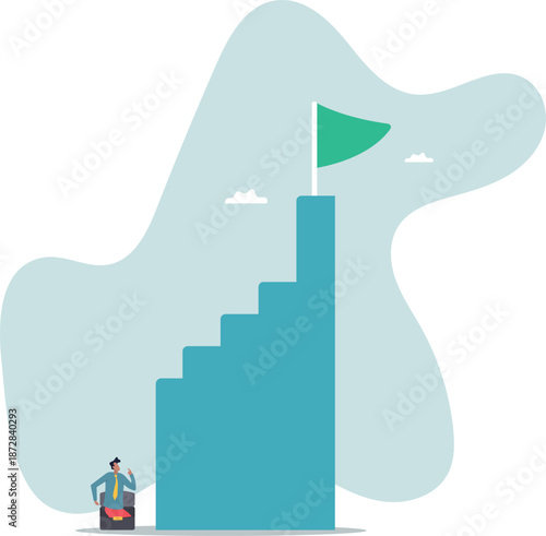 First step is hardest, learning curve or overcome difficulty when start new business, challenge to succeed in work.about a man and his life.