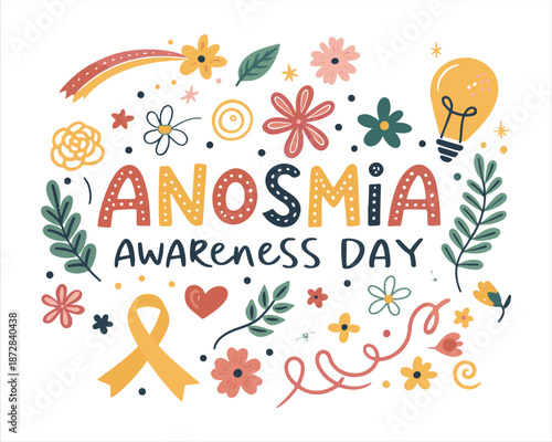 Anosmia Awareness Day Health Awareness Vector Illustration Isolated on White