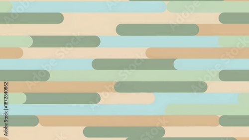 Abstract horizontal rounded stripe pattern with soft pastel and earthy tones creating calm modern background for design use