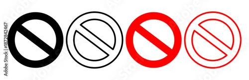 Prohibition sign set ban symbol red and black vector
