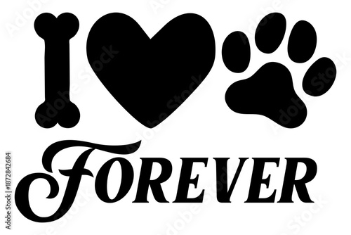 Dog paw print heart vector illustration for pet lovers