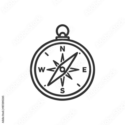 Compass showing cardinal directions, perfect for navigationrelated designs, outdoor adventures, travel, educational materials, and geographyrelated projects.