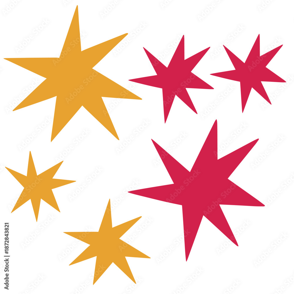 Obraz premium Colorful Abstract Starbust Shapes for Y2K Graphic Design