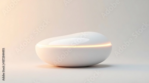 High-Tech K-Beauty Skincare Device with Soft Glow on Pastel Neutral Background, Clean Korean Beauty Aesthetic