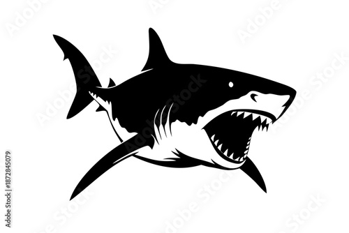 Great White Shark Vector Illustration – Fierce Predatory Shark Silhouette Mascot for Logo and Apparel Design